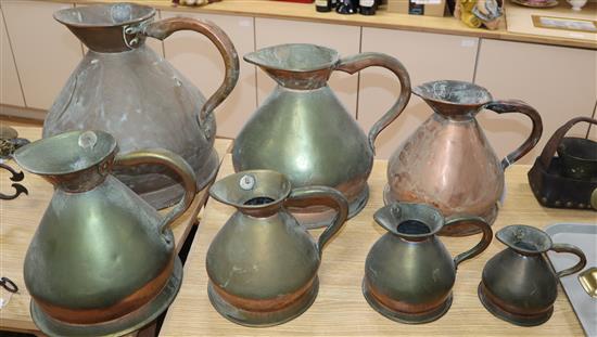 A Victorian graduated set of seven copper haystack measures